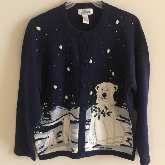 In Resource Cardigan Navy sweater size small - Picture 1 of 9